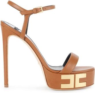 Elisabetta Franchi Vertigo Leren Platform Sandalen - Dames - Sandalen met hakken - Bruin - 39 EU - Leer - Schoenen