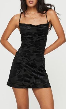 Princess Polly Celena Floral Burnout Velvet Minidress in Black at Nordstrom Rack, Size 12