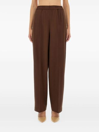 Fabiana Filippi elasticated-waistband wool trousers - women - Virgin Wool/Polyamide/Elastane - 38 - Brown