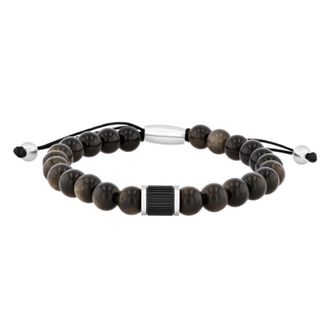 Robert Alton Mens Obsidian Bead Bolo Bracelet