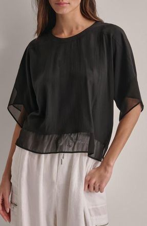 DKNY Mixed Media Dolman Sleeve Top in Black at Nordstrom, Size X-Large