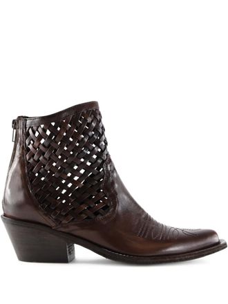Notabene 50mm Lynx braided ankle boots - women - Calf Leather/Calf Leather/Calf Leather/Rubber - 38 - Brown