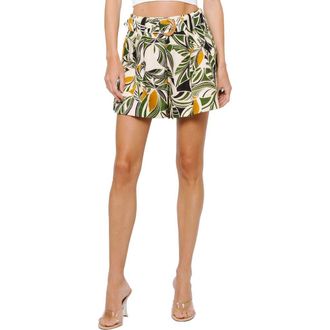 Ciebon Aryvia Belted Shorts in Cream Multi at Nordstrom, Size X-Small
