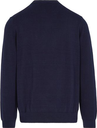 Lacoste Mens Crewneck Jumper Navy Blue Cotton Jumpers Sweater