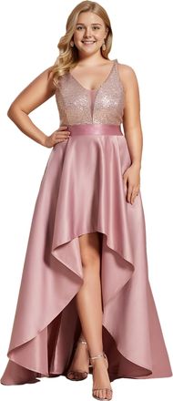 Ever-pretty Women Plus Size Prom Dress Satin Sequin High Low Orchid 22
