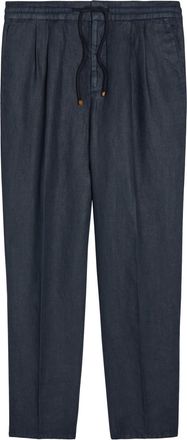 Brunello Cucinelli Drawstring Tapered-leg Linen Trousers - Blue - 52 (IT52 / XL)