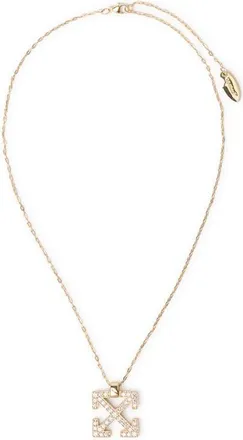 Off-white Lab Grown Diamond Pav&eacute; Arrow Pendant Necklace in Yellow Gold at Nordstrom, Size 26