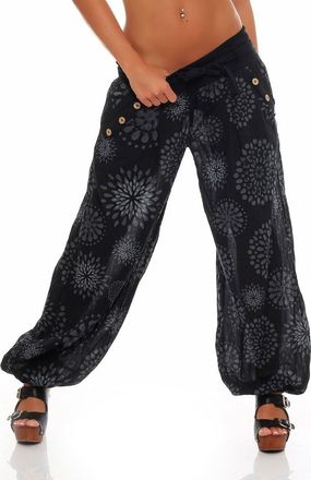 Malito more than fashion Malito Harem Pants with Summery Print Boyfriend Pants Aladin Bloomers Baggy Yoga 3481 Women One Size (Black)