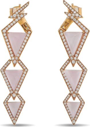 Stephen Webster Lady Stardust 18K Yellow Gold 1.68ct Diamond and Rose Quartz Earrings SW03-011326