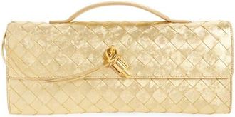 Bottega Veneta Andiamo Intrecciato Satin Clutch in 8472 Gold /Gold at Nordstrom