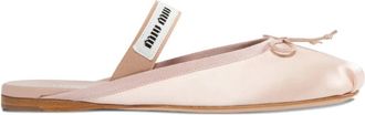 Miu Miu satin ballerina mules - women - Leather/Leather/Rubber/Viscose - 37.5 - Pink