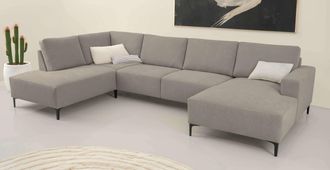 HOME AFFAIRE Wohnlandschaft »Tournon U-Form, XXL Sofa, Breite 333 cm, Webstoff, Chenille« Designsofa im nordischen Stil, Wellenunterfederung, Metallfüsse