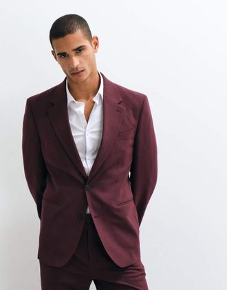 Asos Giacca da abito slim bordeaux-Rosso