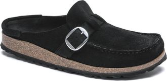 Birkenstock Womens Buckley Clog In Black Suede