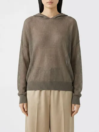 Rick Owens Felpa con cappuccio in puro cashmere con spalle scese