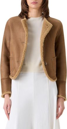 Akris Boxy Genuine Shearling Jacket in Beige at Nordstrom, Size 12