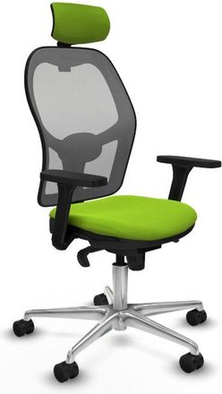 Piqueras y Crespo Piqueras Y Crespo - Jorquera Sincro Malla Gris Similpiel Pistacho Brazos 3d Base Aluminio Cabecero 2d Ruedas 65mm Nailon