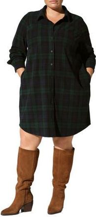 Universal Standard Long Sleeve Check Flannel Shirtdress in Yosemite Plaid Black at Nordstrom Rack, Size Xl (26W-28W)