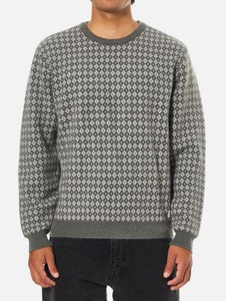 KATIN Check Sweater Top In Gray Green