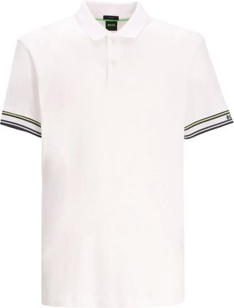 BOSS striped-cuff polo shirt - White
