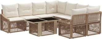 vidaXL Conjunto De Sof&aacute;s De Jard&iacute;n 9 Uds. Beige Y Blanco Crema Vidaxl