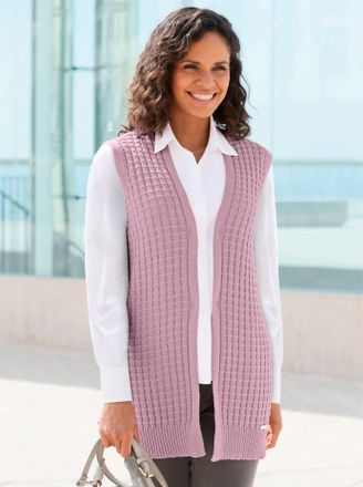 Casual Looks Strickweste CASUAL LOOKS, Damen, Gr. 36, lila (mauve), 50% Baumwolle, 50% Polyacryl, unifarben, Westen Strickweste