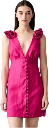 Farm Rio Farm Rio, Kleedjes, Dames, Roze, M, Linnen, Mouwloze Euroflax Premium Linnen Mini Jurk