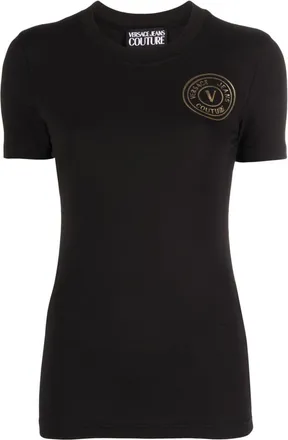 Versace Jeans Couture logo-print T-shirt - women - Cotton/Spandex/Elastane - S - Black