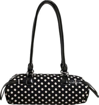 Generic Women Large Capacity Canvas Polka Dot Handbag Stylish Underarm Bag for Travel Work and Daily Use