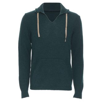 Undercover 100% wool dark green ribbon drawstring V-neck pullover sweater S