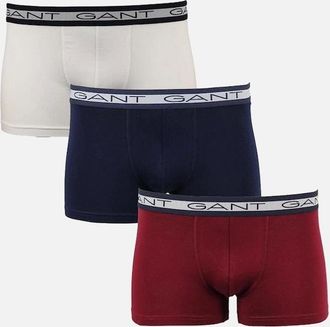 GANT Mens GANT 3-Pack Core Boxer Trunks, Burgundy/Navy/White - Size: 32/34/35
