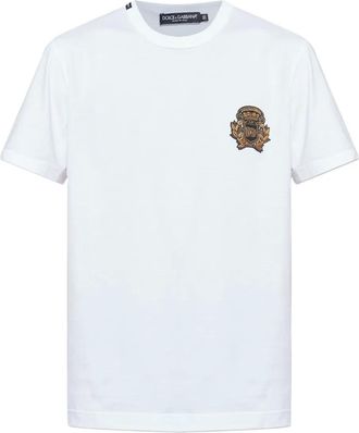 Dolce & Gabbana crest-embellished cotton t-shirt - Bianco