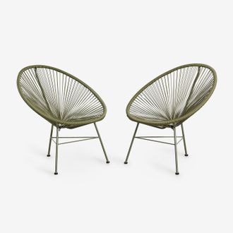 Sklum Pack De 2 Sillones En Acero Y Mimbre Sint&eacute;tico New Acapulco Sklum