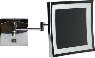 Leds - C4 Espejo De Aumento Para Maquillaje Con Luz Led. Espejo Retroiluminado Cuadrado Con Iluminaci&oacute;n Para Ba&ntilde;o Con Brazo Extendible Y Ajustable. Cromo