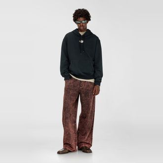 Diesel Cotton hoodie with metallic Oval D - Sweaters - Man - Black