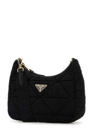 Prada Womens Slate Re-Nylon Shoulder Bag Nero1 Poliammide Riciclata-Vitello Borse A Mano
