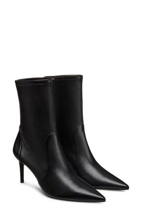 Stuart Weitzman Stuart Pointed Toe Bootie in Black/Black at Nordstrom, Size 7.5