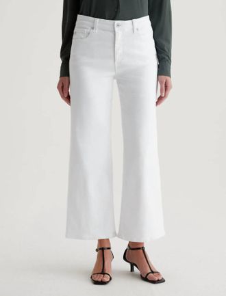 AG - Adriano Goldschmied Saige Wide Leg Cropped Jeans In White
