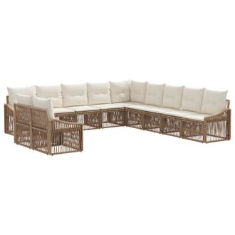 vidaXL Conjunto De Sof&aacute;s De Jard&iacute;n 11 Pcs Beige Rat&aacute;n Sint&eacute;tico Vidaxl
