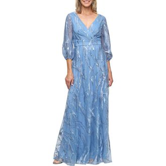 Alex Evenings Sequin A-Line Gown in Skyblue at Nordstrom, Size 14