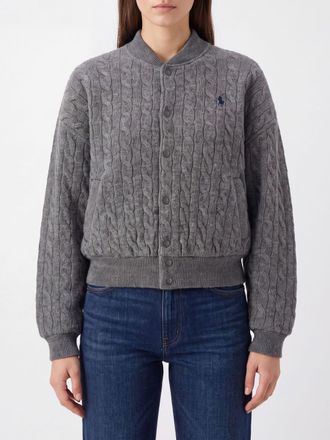 Polo Ralph Lauren Wool and Cashmere Bomber Collar Relaxed Fit Cardigan