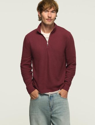 Lucky Brand Mens 1/4 Zip Textured Pullover