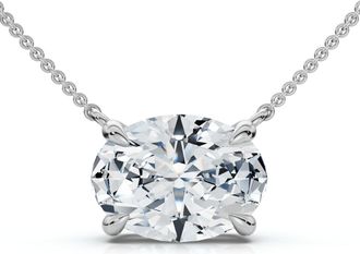 Pompeii3 Certified 2Ct Diamond Oval Solitaire Pendant 14k Gold 18 Womens Chain Lab Grown