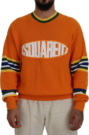 Dsquared2 Orange Printed Long Sleeves Men Pullover Mens Sweater (Pre-Owned)