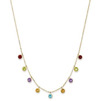 Diamond2Deal 14k Yellow Gold Multi-color Gemstone Pendant Necklace 16
