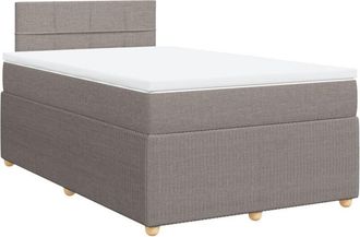 vidaXL Cama Box Spring Con Colch&oacute;n Tela Gris Taupe 120x190 Cm Vidaxl