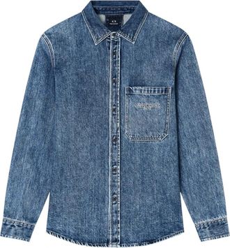 A|X Armani Exchange Heren Overhemd Xm 000950 Af 14870 - Heren - Spijkeroverhemden - Blauw - L - Katoen - Overhemden