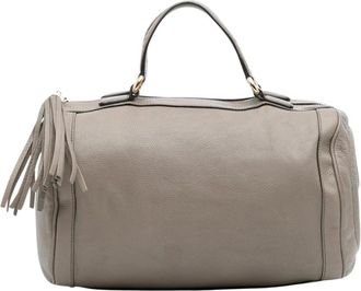 Gucci Pre-owned Handbags, female, Gray, Size: ONE SIZE Pre-owned Leather Top Handle Bag