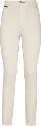 Philipp Plein Super High Waist Jegging Iconic - Dames - Skinny Jeans - Beige - W26 - Katoen - Jeans