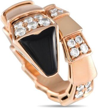 Bulgari 18K Rose Gold Onyx Ring (Authentic Pre-Loved)